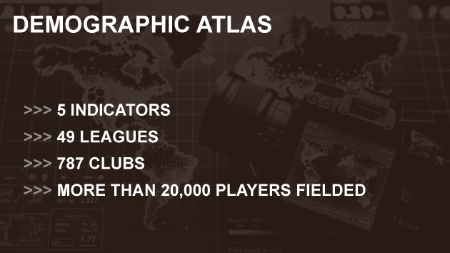 Free! Demographic data for 49 leagues worldwide